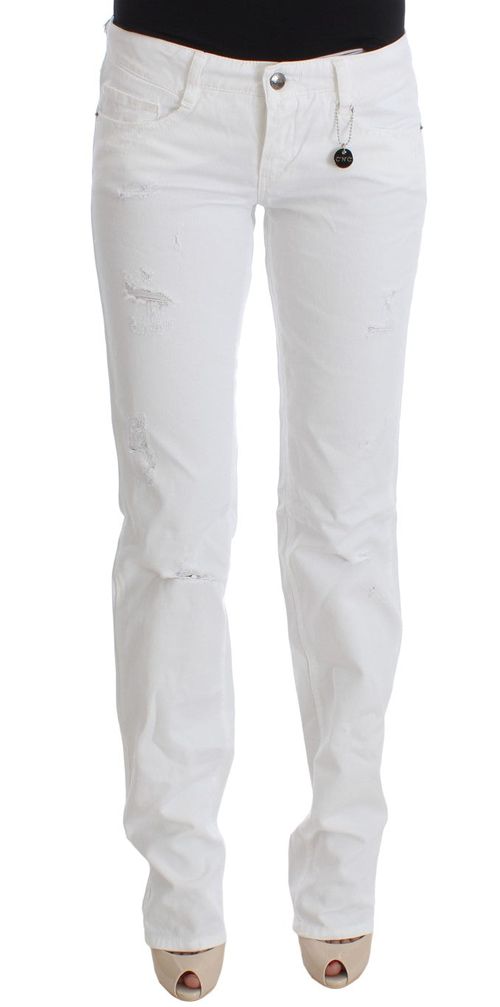 Distressed Denim Jeans — White