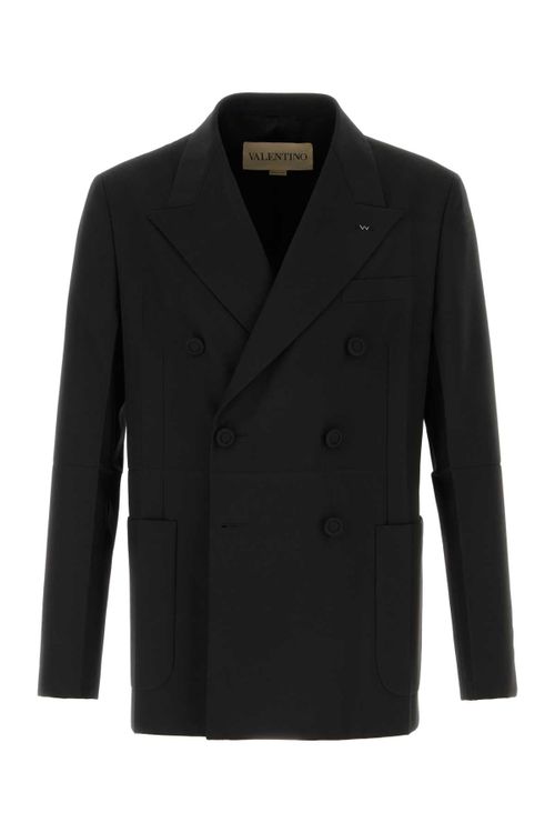 Double-Breasted Virgin Wool Blazer — Black