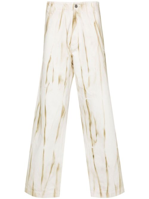 Abstract-print cotton jeans - Neutrals