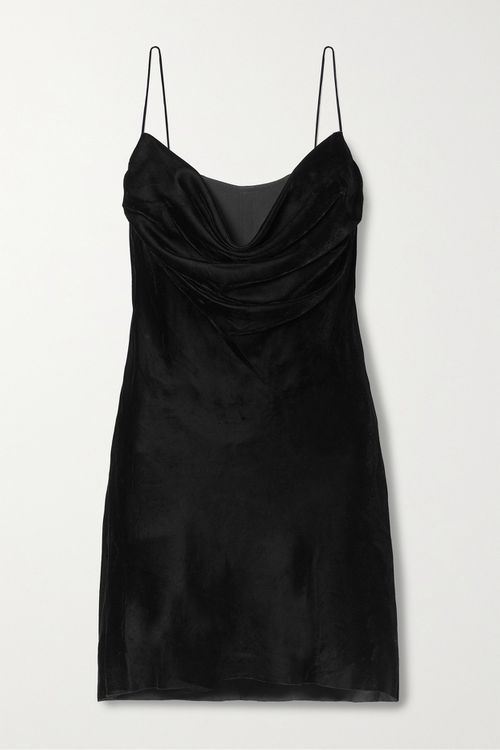 Architrave Layered Velvet And Tulle Mini Dress - Black