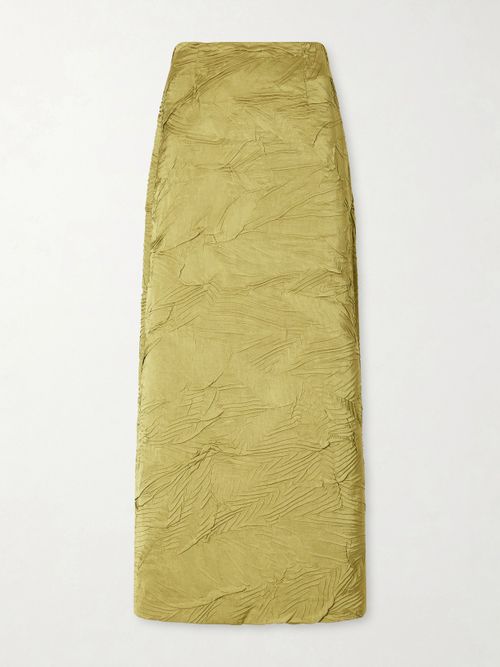 Inez Satin Midi Skirt - Green