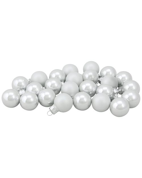 Northlight 24Ct White 2-Finish Glass Christmas Ball Ornaments 1-in(25Mm)
