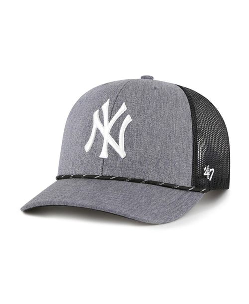 Men's Charcoal New York Yankees Carbon Rope Trucker Adjustable Hat - Charcoal