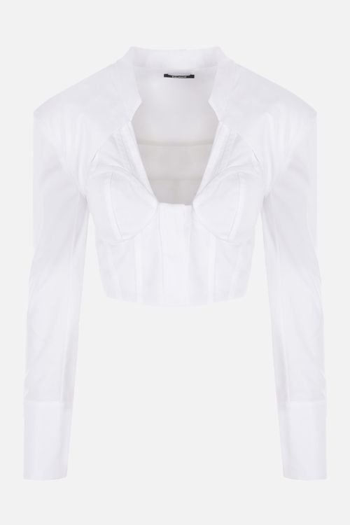 Poplin lingerie cropped shirt Woman
