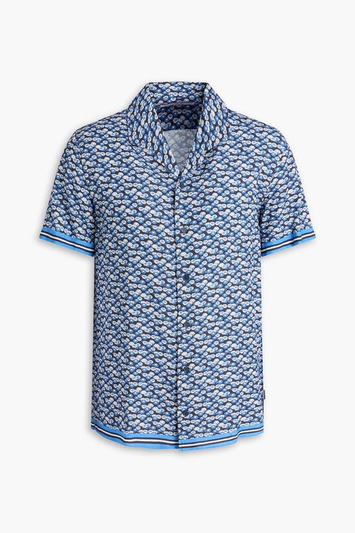 Hibbert floral-print piqué shirt - Blue - S
