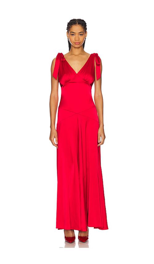 Line & Dot MAXIKLEID HARLES in Red. Größe S. Also in