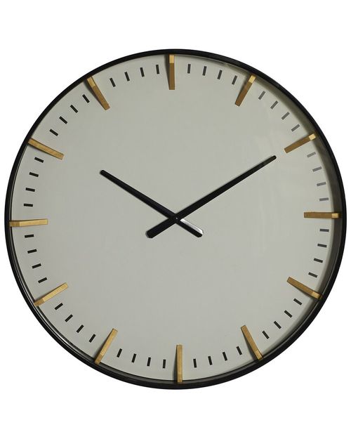 CosmoLiving by Cosmopolitan Black Glass Wall Clock With Gold Accents