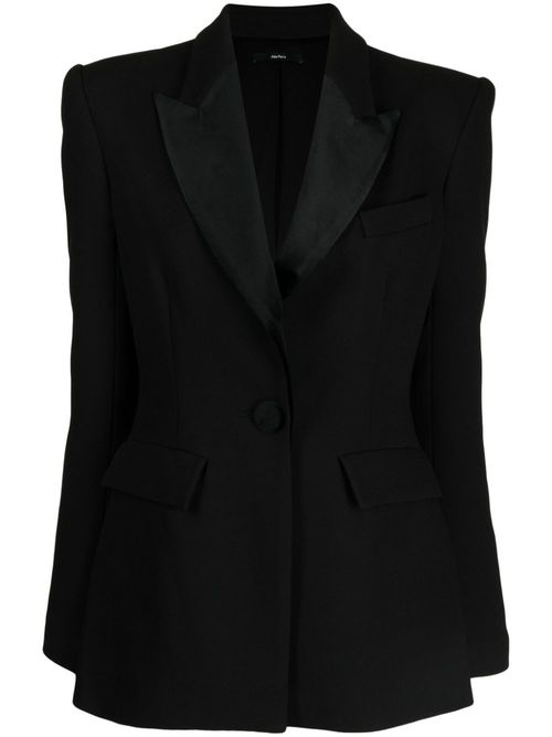 Peak-lapel padded-shoulder blazer - Black
