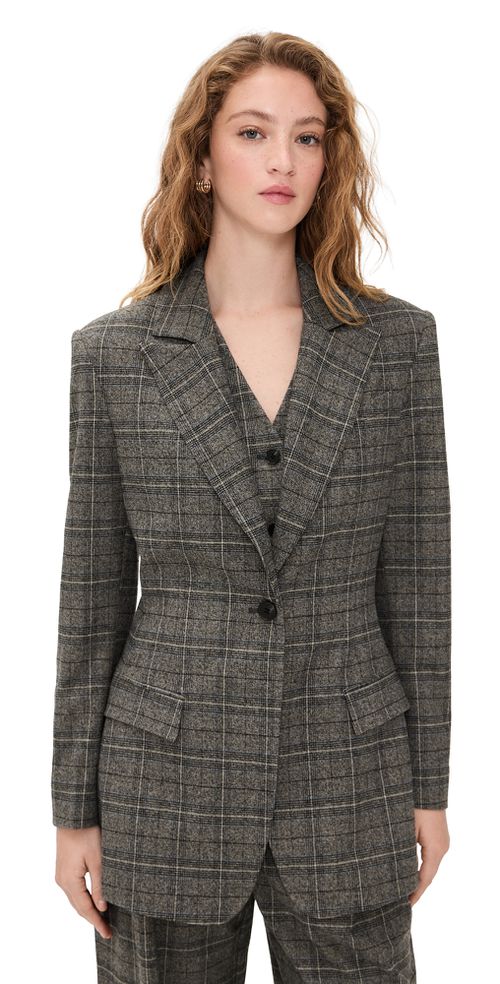 Quinn Hourglass Blazer Blue Grey Plaid