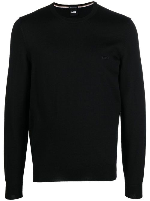 Crewneck virgin wool jumper - Black