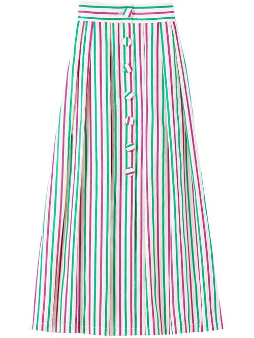Striped buttoned skirt - Green