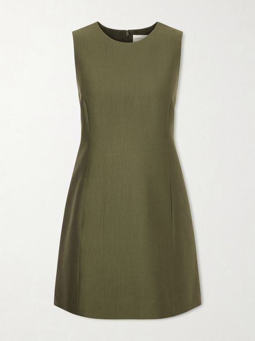 Melodie Cotton And Silk-blend Mini Dress - Green