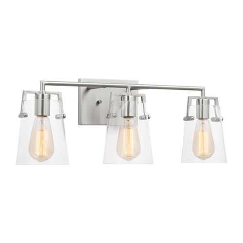 Brushed Steel Three Light Bath from the Crofton Collection