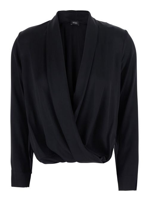 Georgette V-Neck Blouse — Black
