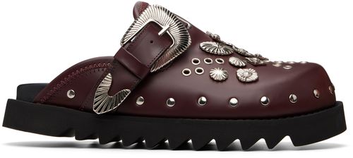 SSENSE Exclusive Burgundy Eyelet Metal Sabot Slip-on Loafers