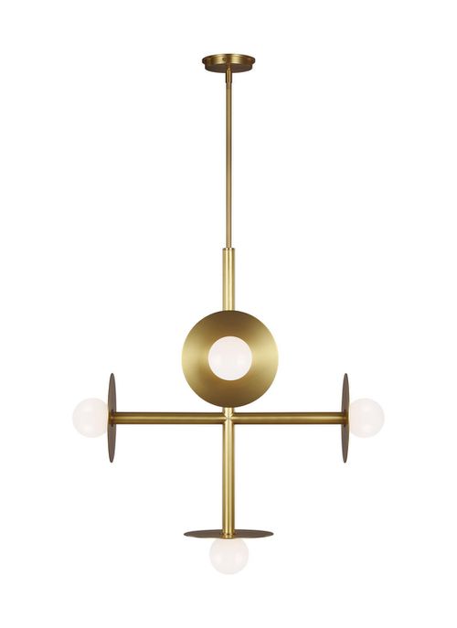 Visual Comfort Studio Nodes 5-Light Chandelier in Burnished Brass by Kelly Wearstler
