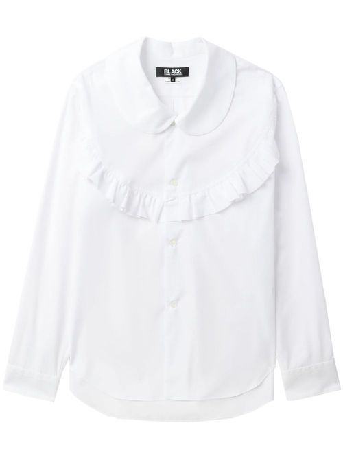 Ruffle-trimmed cotton shirt - White