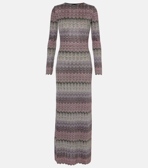 Open-back lamé maxi dress