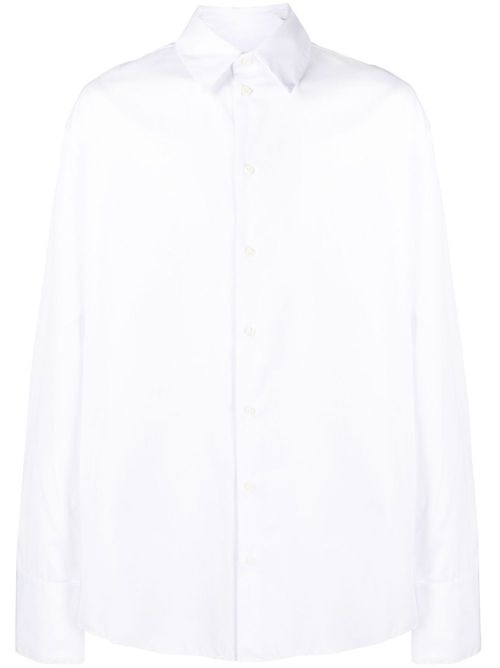 Button-up cotton-blend shirt - White