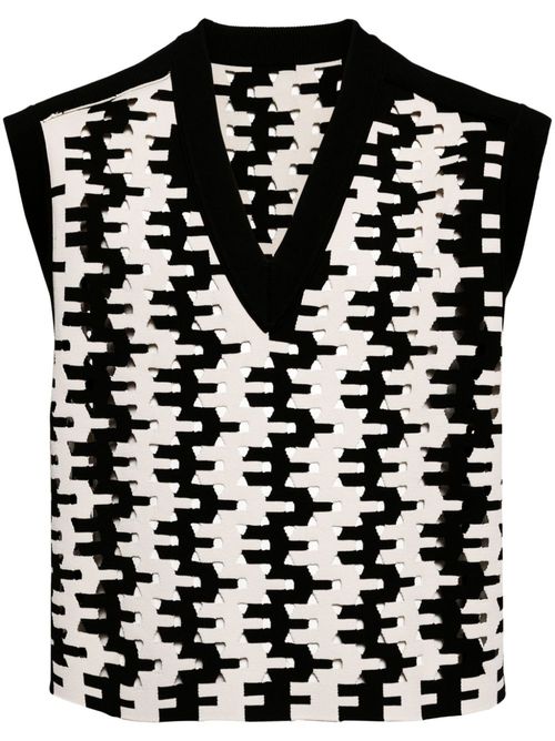 Geometric-pattern print vest - Black