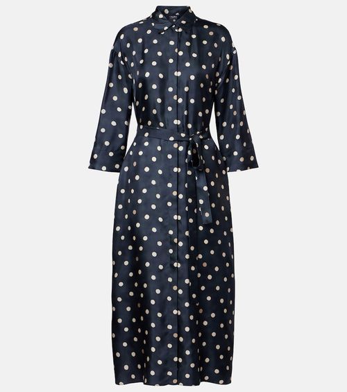 Leva polka-dot silk twill shirt dress