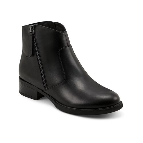 Women's Lacy Bootie Black Leather Side Zip Ankle Boots RHS7268
