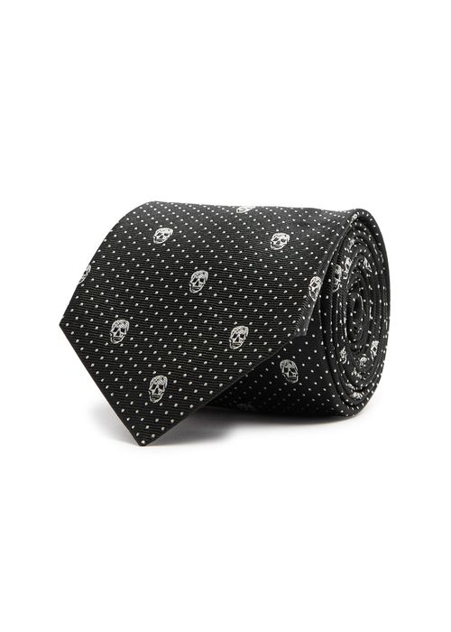 Skull and Polka-dot Jacquard Silk tie