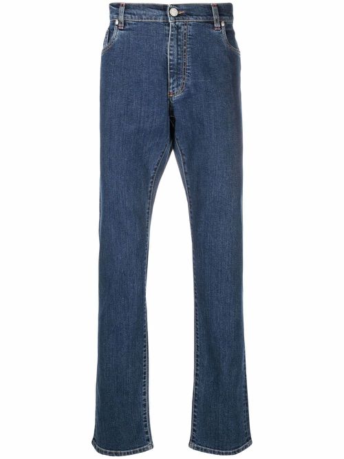 Logo-embroidered jeans - Blue
