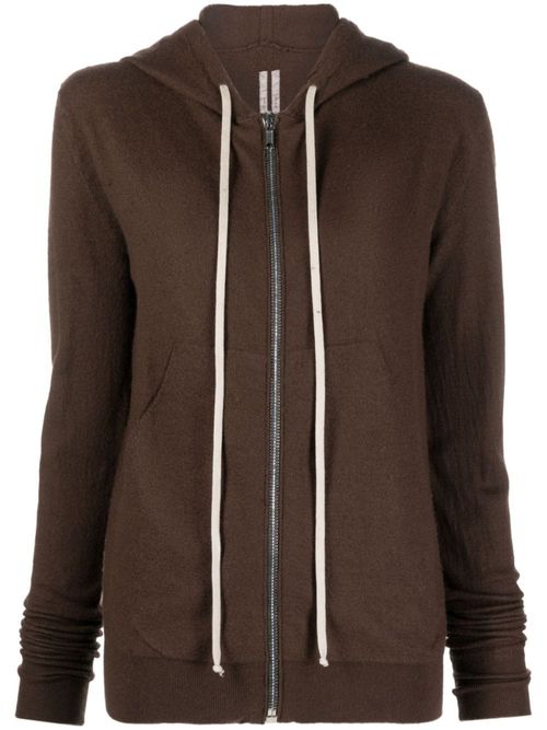 Brown Zip-up Cashmere Hoodie