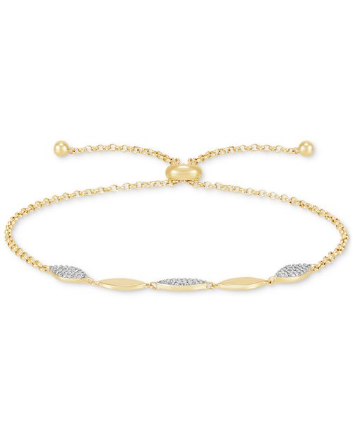 Diamond Link Bolo Bracelet (1/10 ct. t.w.) in 14k Gold-Plated Sterling Silver - Gold-Plated Sterling Silver