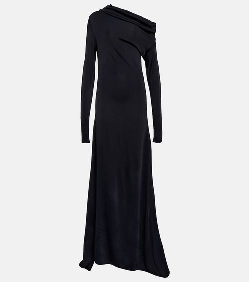 One-shoulder jersey gown