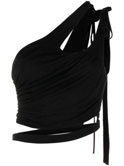 Cut-out draped cropped top - Black