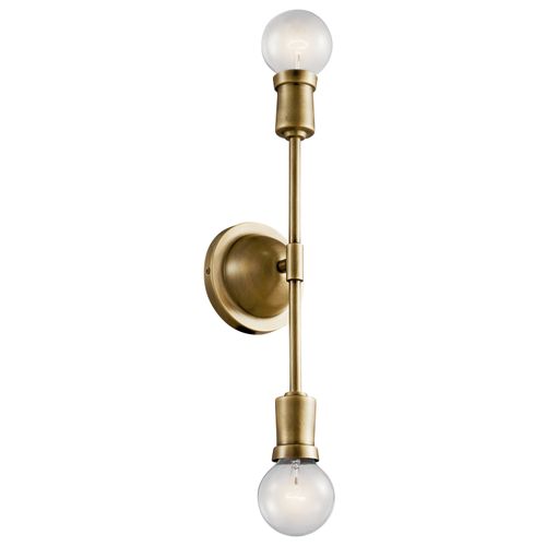 Natural Brass Two Light Wall Sconce from the Armstrong Collection