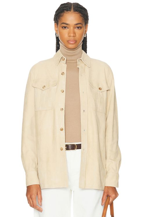 Ralph Lauren Collection Landry Lamb-Suede Shirt in Tan - Tan.  6 also in