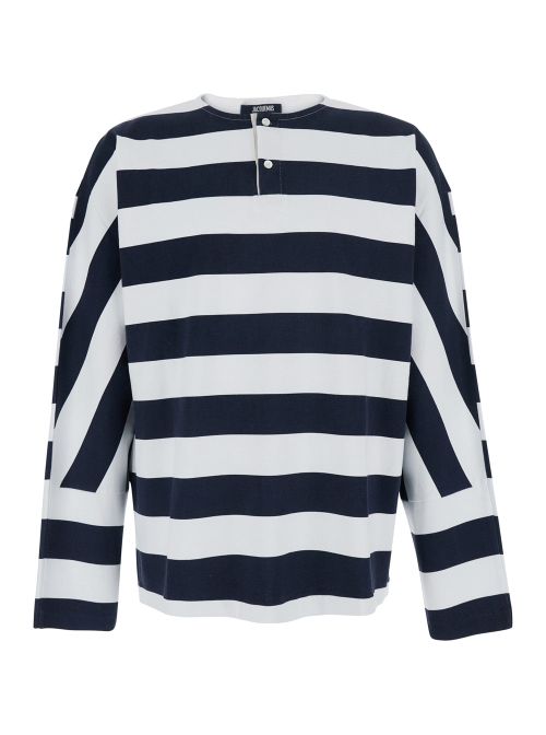 Striped Cotton T-Shirt — Navy