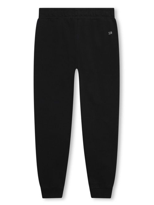 Rhinestone-embellished cotton track pants - Black