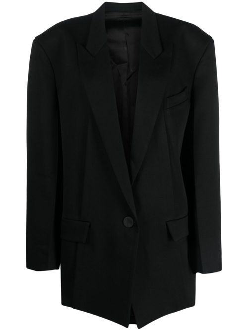 Stretch-wool single-breasted blazer - Black