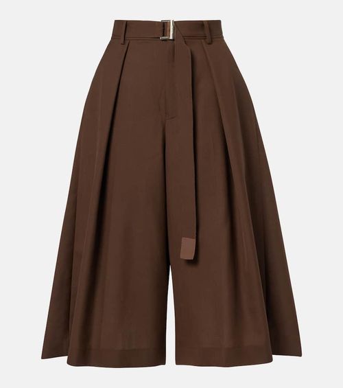 Pleated belted shorts