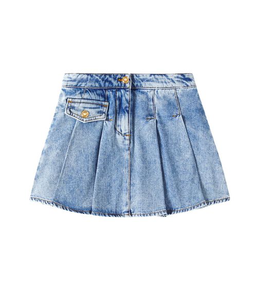 Versace Kids Embroidered denim skirt