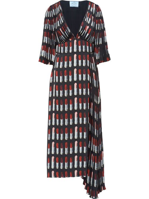Lipstick print twill dress - Black