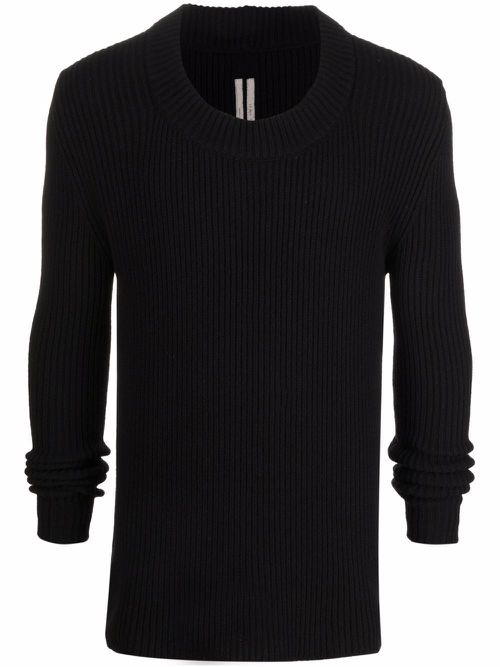 Cashmere-blend ribbed knit jumper - Black