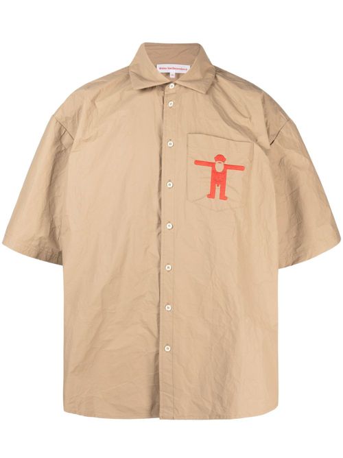 Star logo-print oversize shirt - Brown