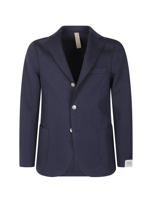 Button-Front Wool Blazer — Navy