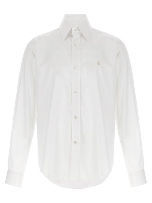 Skull-Embroidered Cotton Poplin Shirt — White