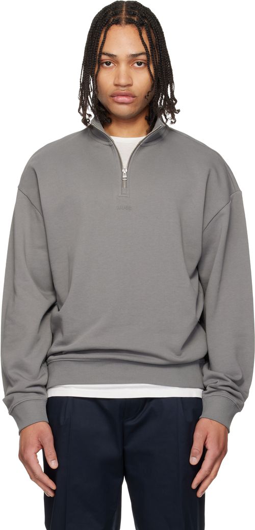 Gray Cotton Terry Logo-Print Sweatshirt