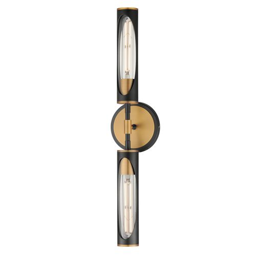 Regent 2-Light LED Bathroom Vanity Light in Black with Antique Bra