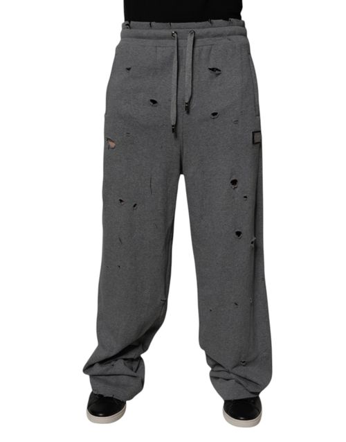 Distressed Cotton Joggers — Gray