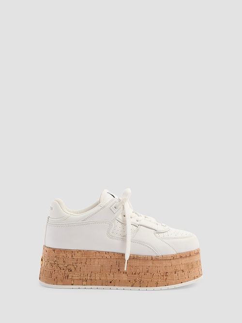 Women's Freedots XL Calfskin and Cork Sneakers - White