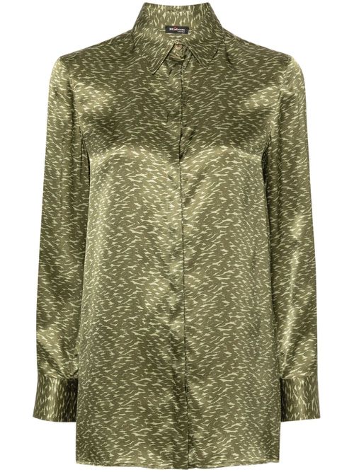 Abstract-print silk shirt - Green