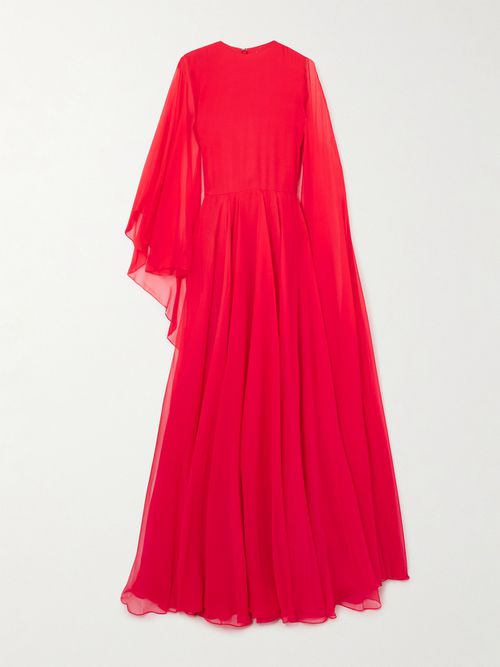 Silk-crepon Gown - Red